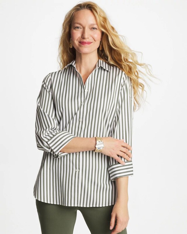 No Iron Stretch Striped Shirt - image 1